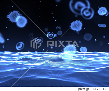 Blue virus flowing through bloodstream 6173015