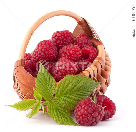 Ripe raspberries in basket 6180056