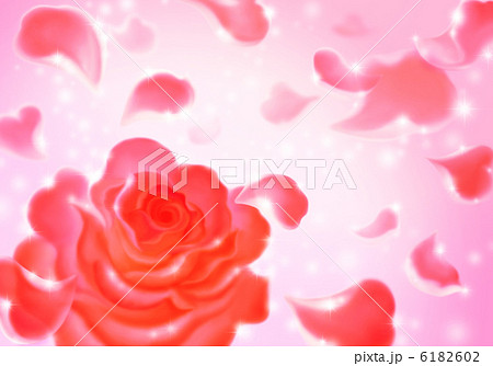 薔薇の赤い花びら舞う のイラスト素材