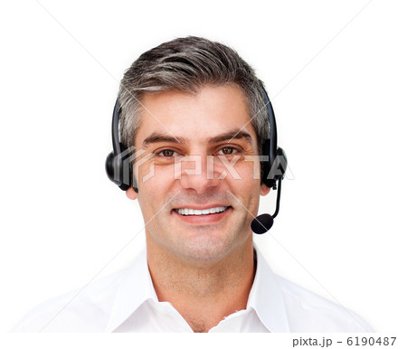 Confident customer service agent with headset on 6190487