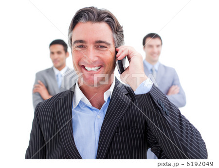 Laughing businessman talking on phone 6192049