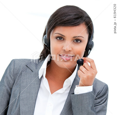 Portrait of an ethnic customer agent at work 6194320