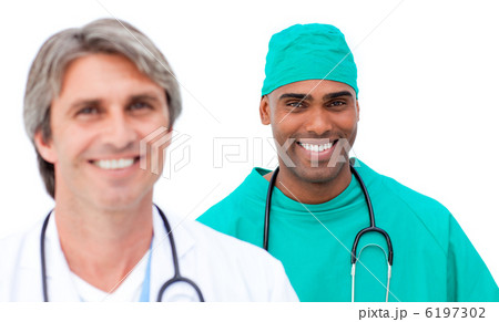 Charismatic male doctors standing in a line 6197302