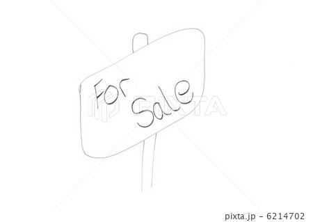 Drawn angled sign with words "for sale" written on it Drawn angled sign with words "for sale" written on it 6214702