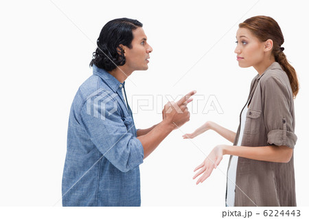 Side view of man asking his clueless girlfriend 6224443