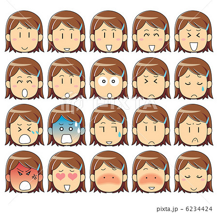 女性の顔 表情のイラスト素材 6234424 Pixta