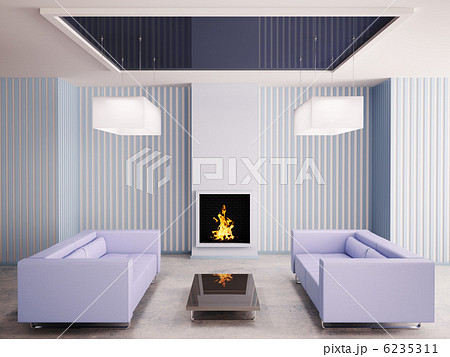 Interior with fireplace 3d 6235311
