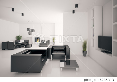 Living room with fireplace interior 3d Living room with fireplace interior 3d 6235313