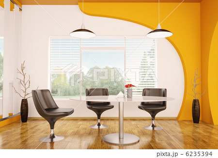 Modern interior of dining room 3d render Modern interior of dining room 3d render 6235394