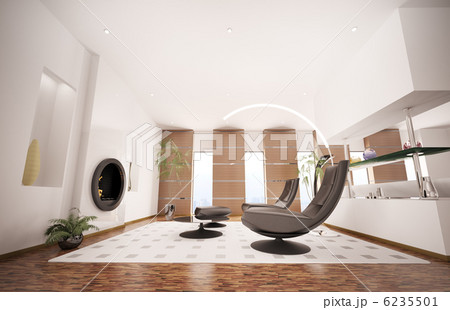 Modern interior of living room with fireplace 3d render Modern interior of living room with fireplace 3d render 6235501