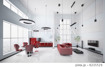 Modern apartment interior 3d render Modern apartment interior 3d render 6235529