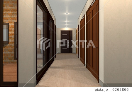 壁面収納のある廊下のイラスト素材