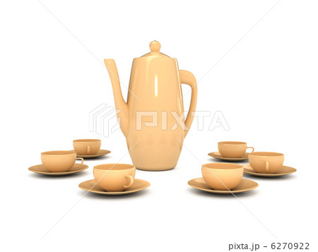 Teapot and cups over white background 6270922
