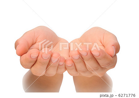 Beautiful cupped hands of young woman - isolated on white background 6271776