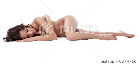 amazing nude brunette woman lay isolated on white 6274710