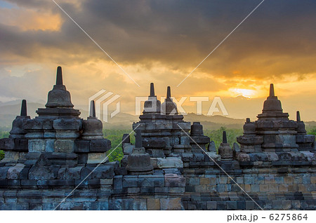 Borobudur temple at sunrise, Java, Indonesia 6275864