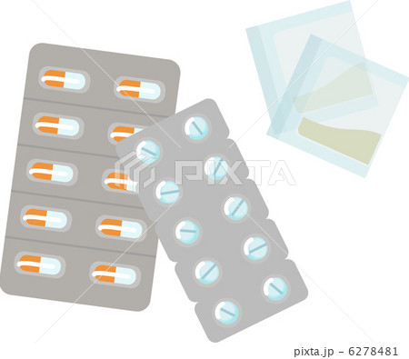 錠剤と粉薬のイラスト素材