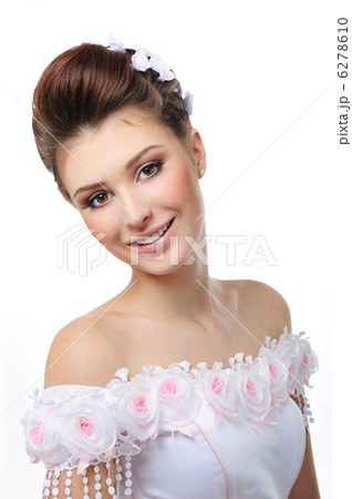bride in wedding dress isolated on white 6278610