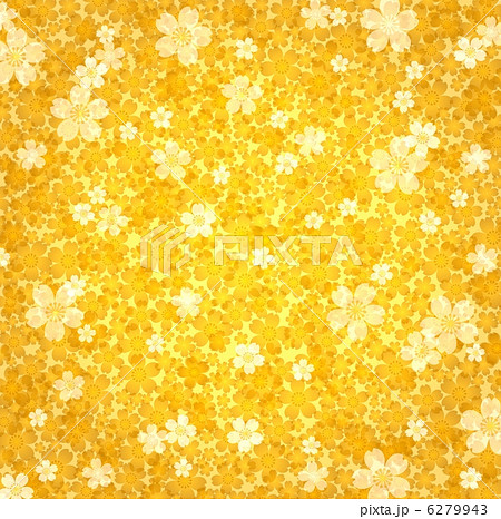 金色の花和柄のイラスト素材