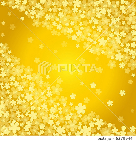 金色の花和柄のイラスト素材