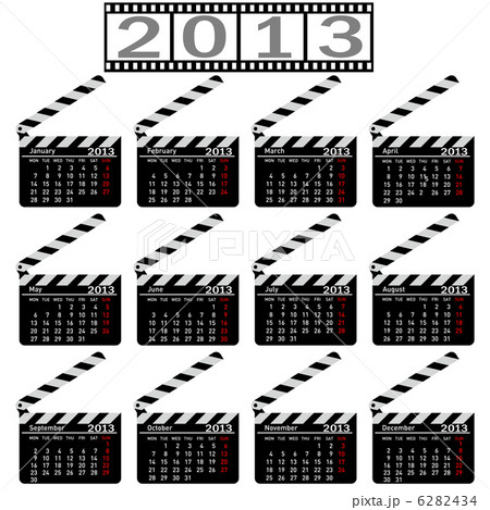 calendar for 2013,  movie clapper board. Vector Illustration. 6282434