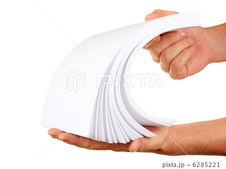 stack of paper in his hand 6285221