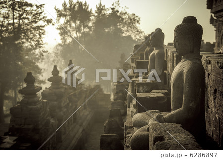 Borobudur temple at sunrise, Java, Indonesia 6286897