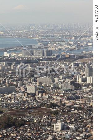 千葉県習志野市上空より東京湾都心方向を空撮 空撮 6287793