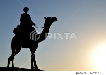 月の砂漠　らくだ像　日の出 6294420