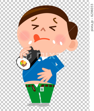 恵方巻を食べて満腹の男性 6296033