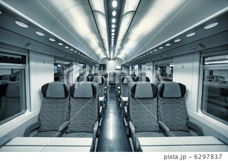 Modern train coach interior view. Modern train coach interior view. 6297837
