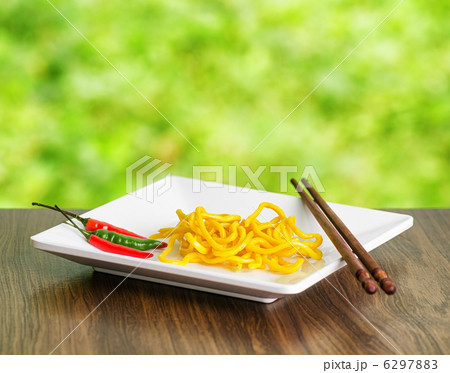 Egg noodles on nature background Egg noodles on nature background 6297883