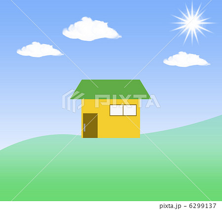 丘の上に建つ家のイラスト 6299137