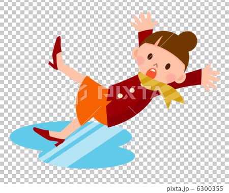 A woman sliding and falling 6300355