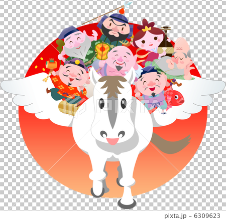 天馬に乗った七福神のイラスト素材 [6309623] - PIXTA