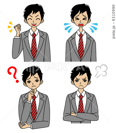 ビジネスマン/表情セット(笑顔/泣く/怒る/疑問) 6310990