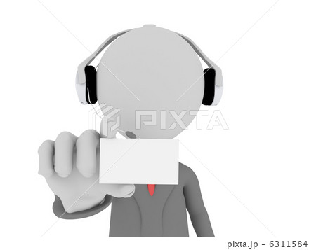 3d Call center operator showing a blank card 6311584