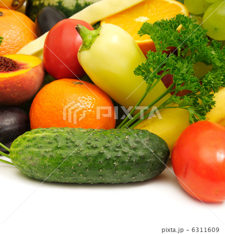 Collection fruits and vegetables isolated on white background Collection fruits and vegetables isolated on white background 6311609
