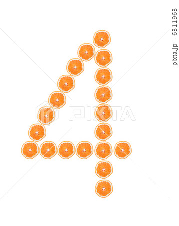 Number "4" from orange slices isolated on white Number "4" from orange slices isolated on white 6311963
