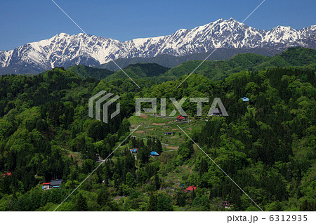 小川村から見る初夏の里山と北アルプス 6312935