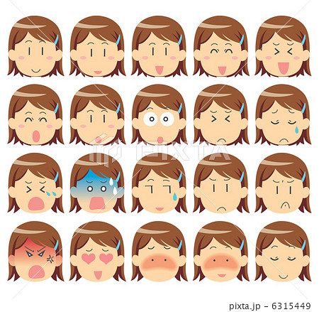 女性の顔 表情のイラスト素材 6315449 Pixta