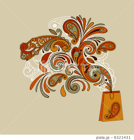 Shopping Bag with Floral Swirl Shopping Bag with Floral Swirl 6321431