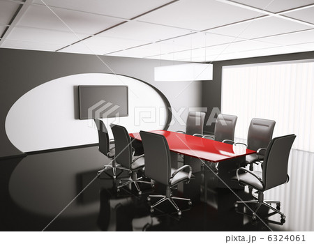 conference room with lcd and red table 3d 6324061