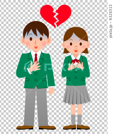 插图素材: 高中生心碎的爱情