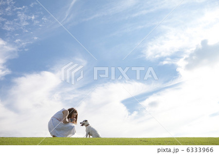 犬と見つめ合う女性 犬と見つめ合う女性 6333966