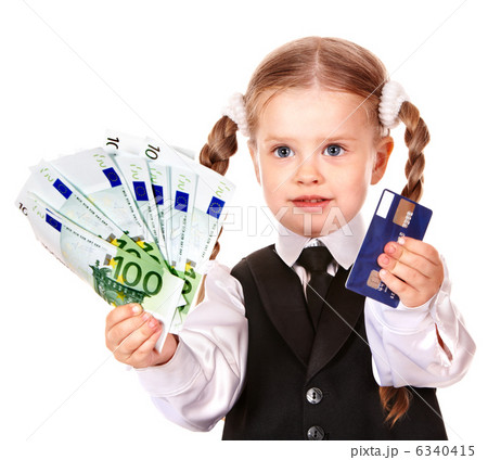 Happy child with money and credut card. 6340415