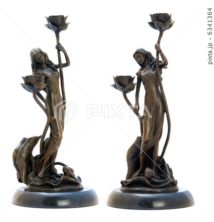 Antique bromze candelabrum with woman's figurine. 6341364