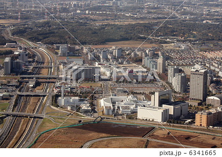 千葉県印西市の千葉ニュータウン中央駅付近を空撮の写真素材