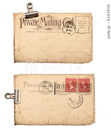 empty vintage postcard with mark and stamp 6342939