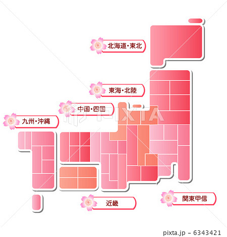 日本地図 日本 地図 桜 背景のイラスト素材